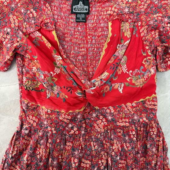 Women’s Angie Floral Maxi Flowy Slit Dress Boho Smocked Hippie Cottage Small - Picture 4 of 16